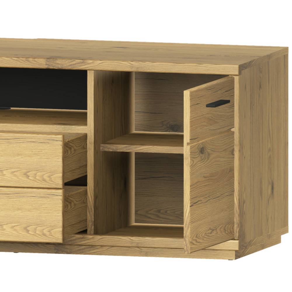Fernseher Schrankwand Ostoro in Wildeiche Bianco - modernes Design (dreiteilig)