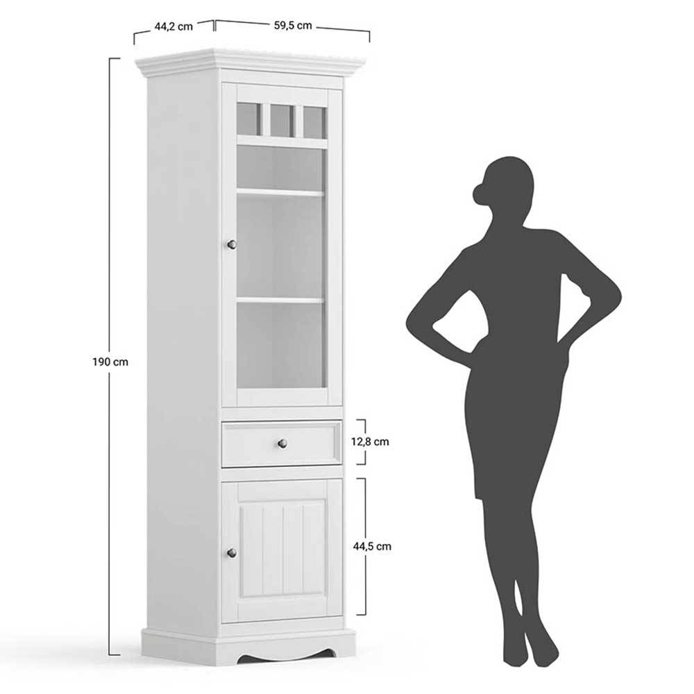 Wohnzimmerschrank Corao im Landhausstil mit Glastür