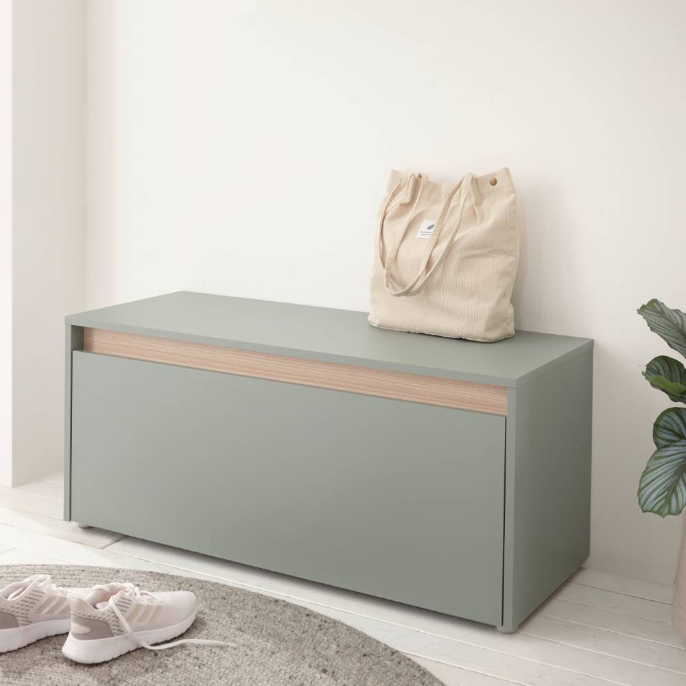 Garderobenbank Ulfava in Graugrün 100 cm breit