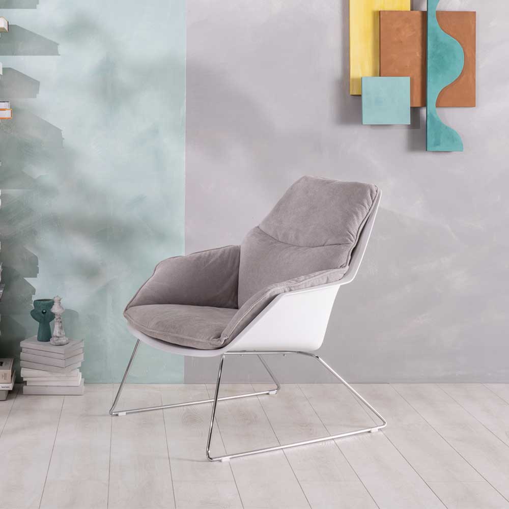 Retro Design Loft Sessel Musashy mit Bügelgestell aus Metall (2er Set)