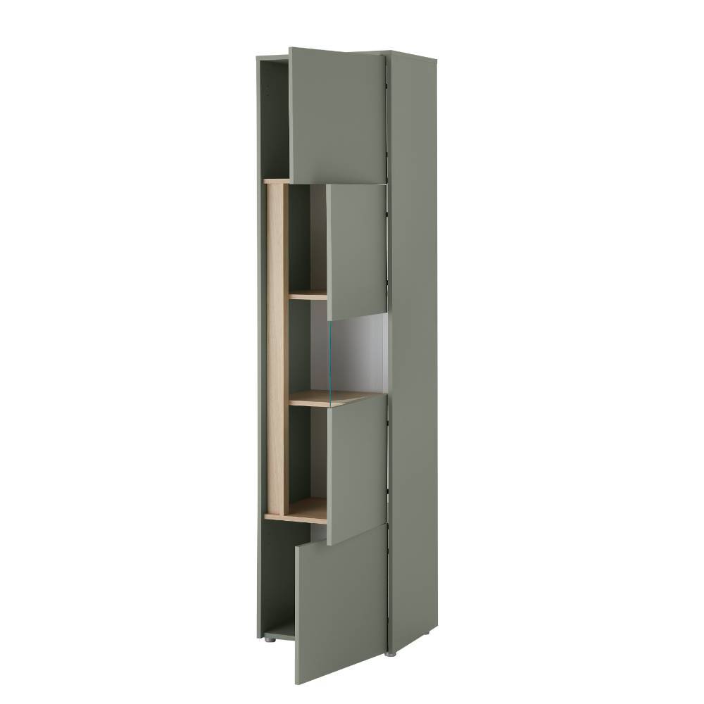 Design Wohnwand Ulfava in Graugrün und Eichefarben (vierteilig)