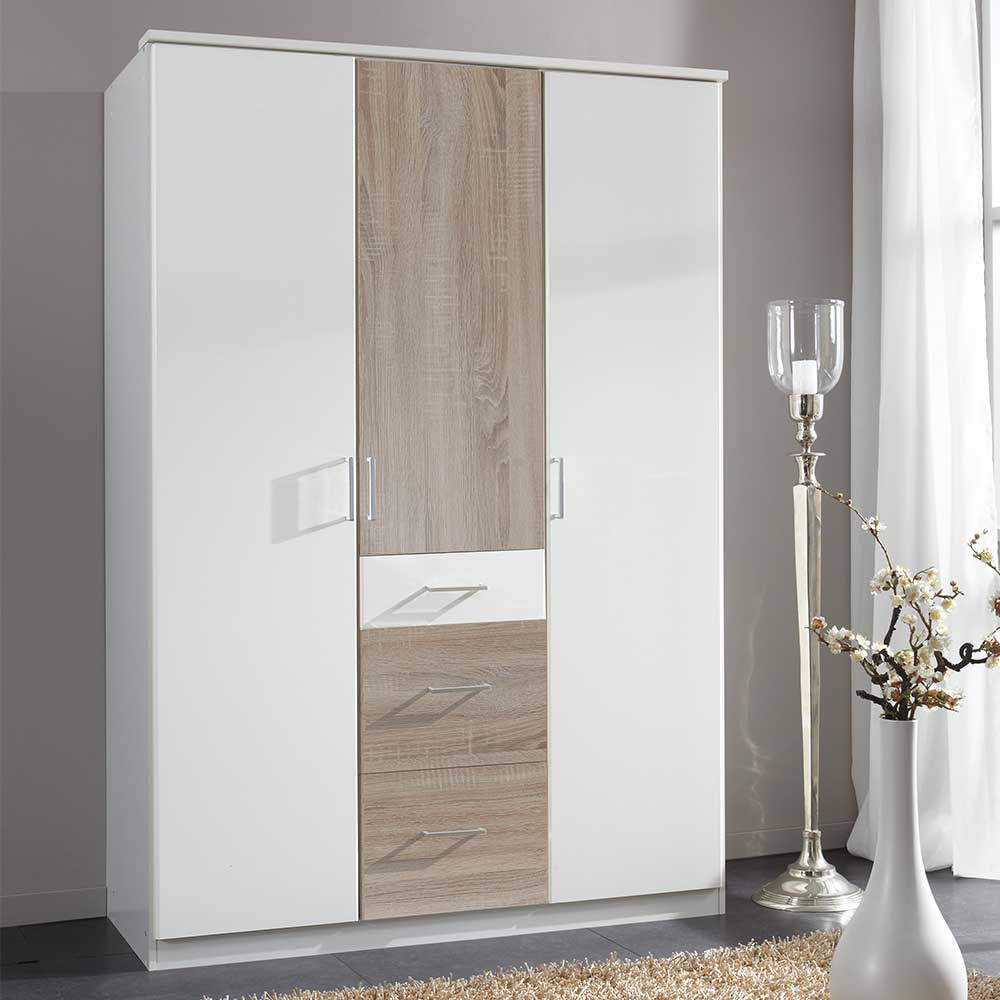 Schlafzimmerkleiderschrank Georgia in Eiche Sägerau und Weiß