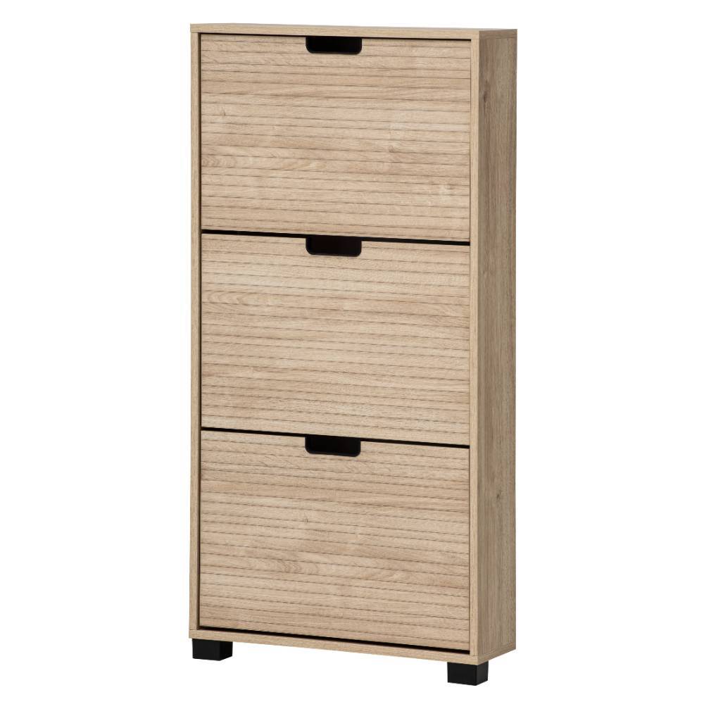 Schuhklappenschrank Rasvanna in Weißeiche Holzoptik 20 cm tief