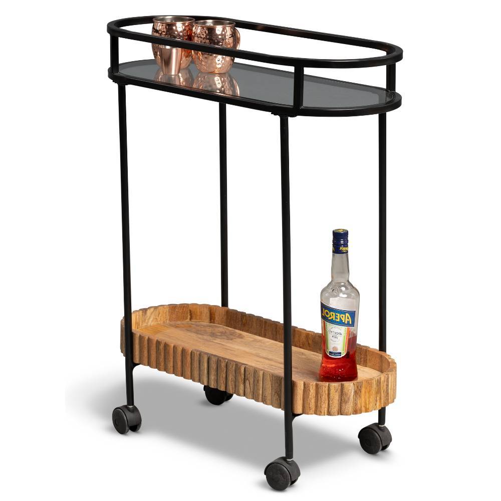 Servierwagen Milly aus Mangobaum Massivholz und Metall