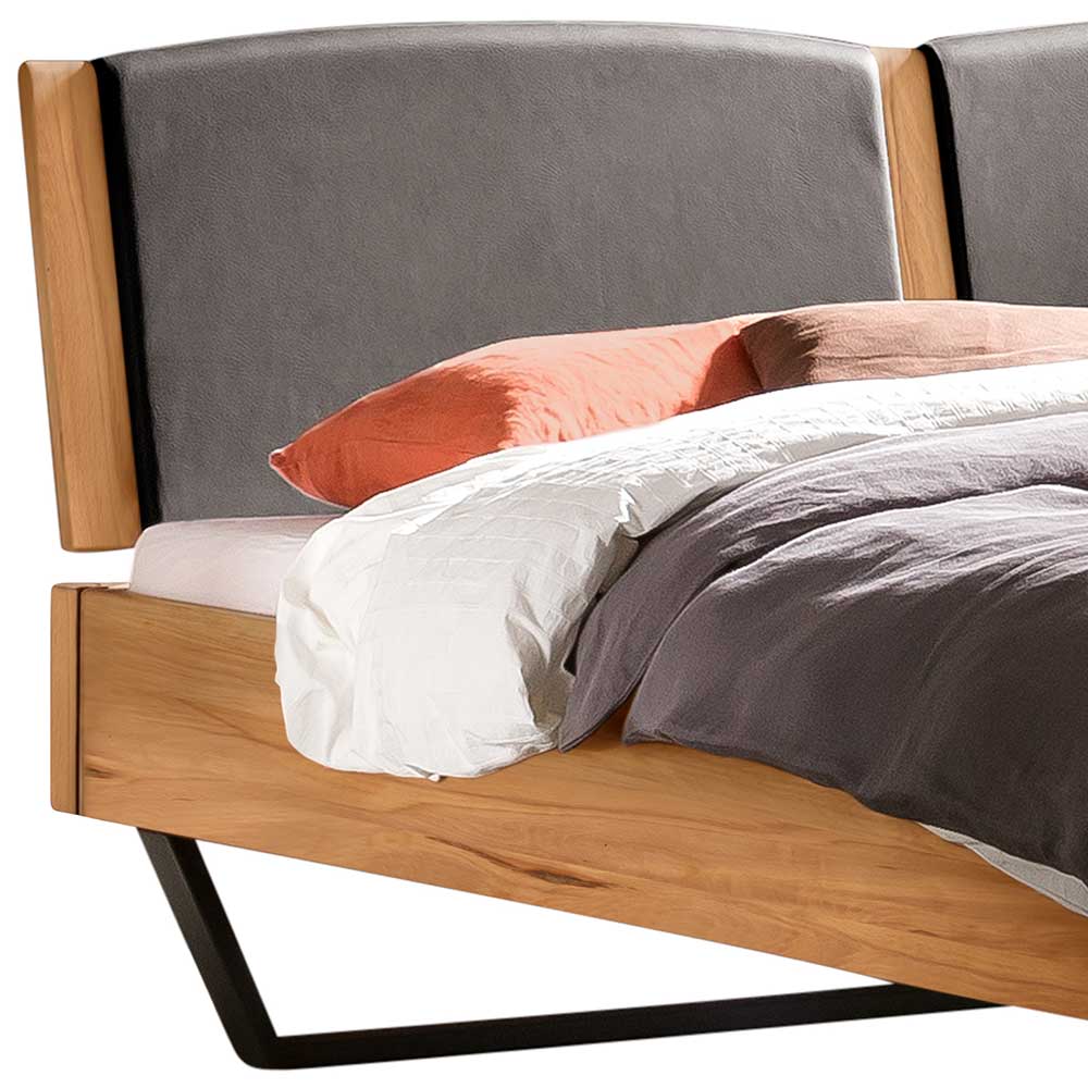 Bett mit Bügelgestell modern Propanja aus Wildbuche Massivholz 140x200 cm