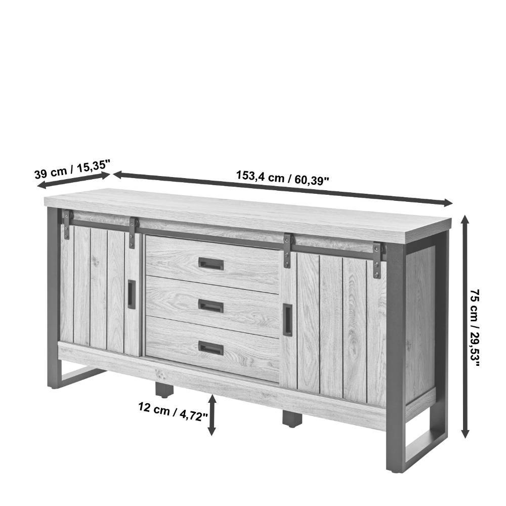 Sideboard Francara im Landhausstil mit Bügelgestell