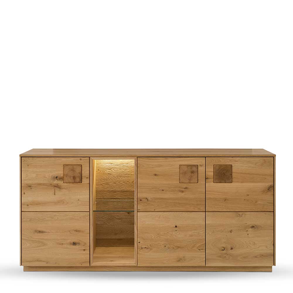 Montiertes Sideboard Onitos aus Wildeiche Massivholz 170 cm breit