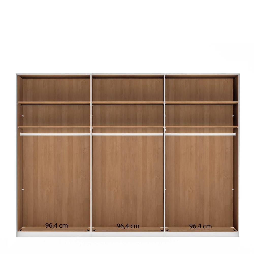 Kleiderschrank mit Glasfront Merkur in Eiche Bianco und Dunkelbraun