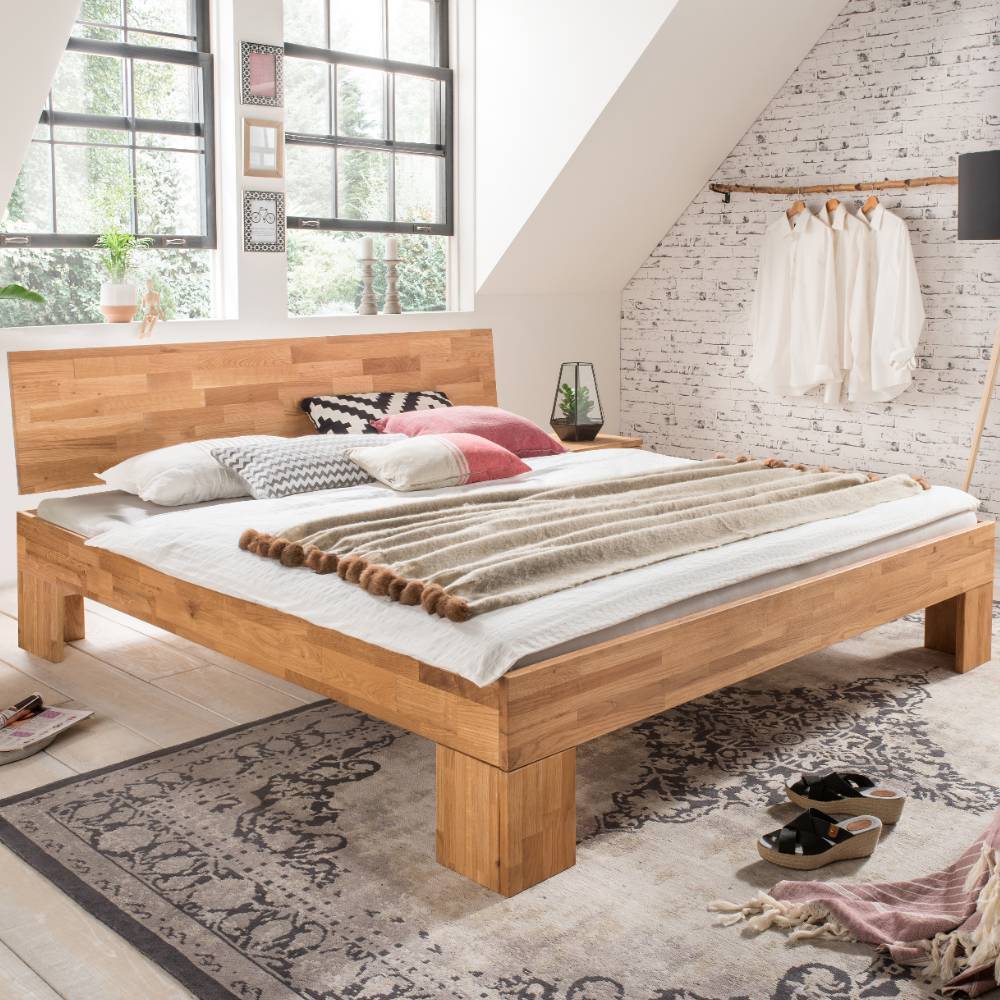 Eiche Massivholz Bettgestell Coplin Liegefläche 180x200 cm geölt