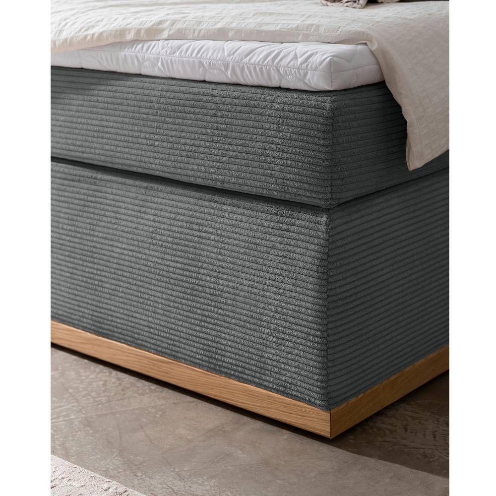Boxspring Bett Frisata aus Breitcord in Anthrazit