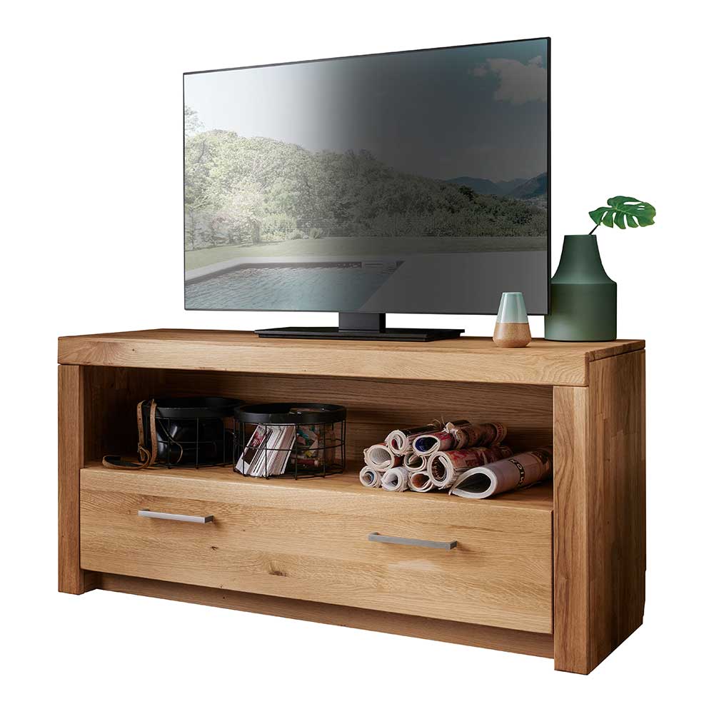 Fernsehunterschrank Divrina aus Wildeiche Massivholz mit einer Schublade