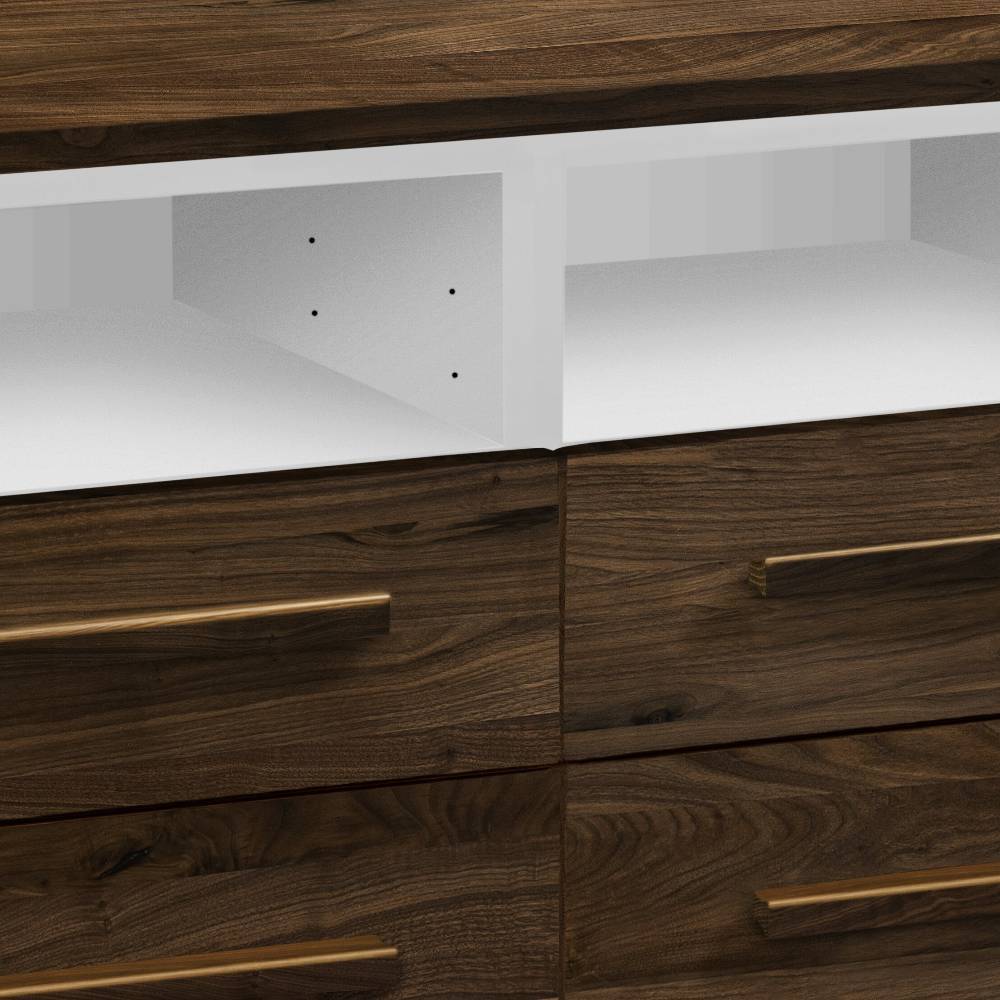 TV Sideboard Biledda in Nussbaumfarben und Weiß
