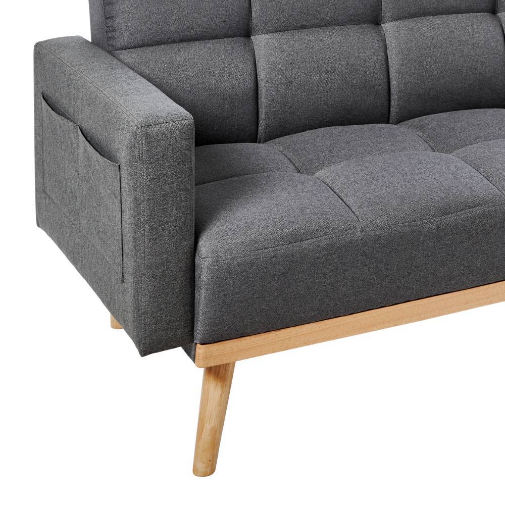 Schlafsofa Sosuke in Grau mit Rücken Klappmechanik