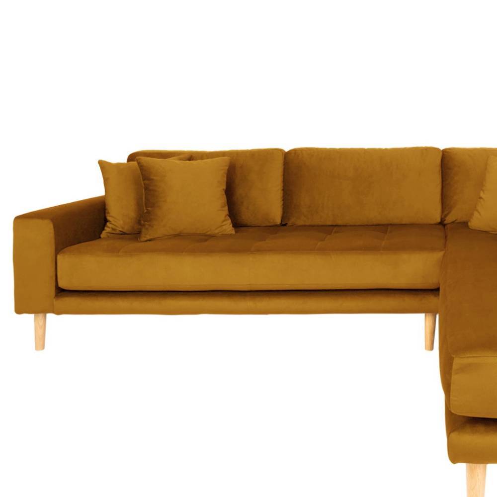 Ecksofa Cynthia in Senfgelb aus Samt