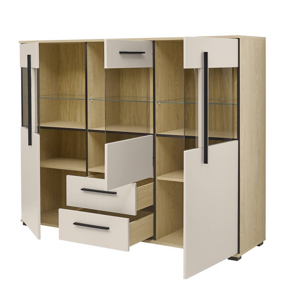 Highboard Helina in modernem Design mit Glastüren