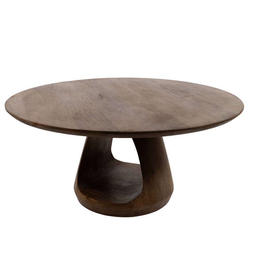 Designercouchtisch Magnus in runder Form aus Mangobaum Massivholz