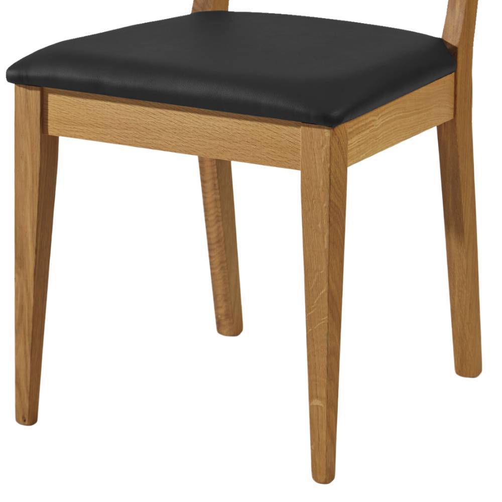 Essstuhl Eleva aus Wildeiche Massivholz und Kunstleder (2er Set)