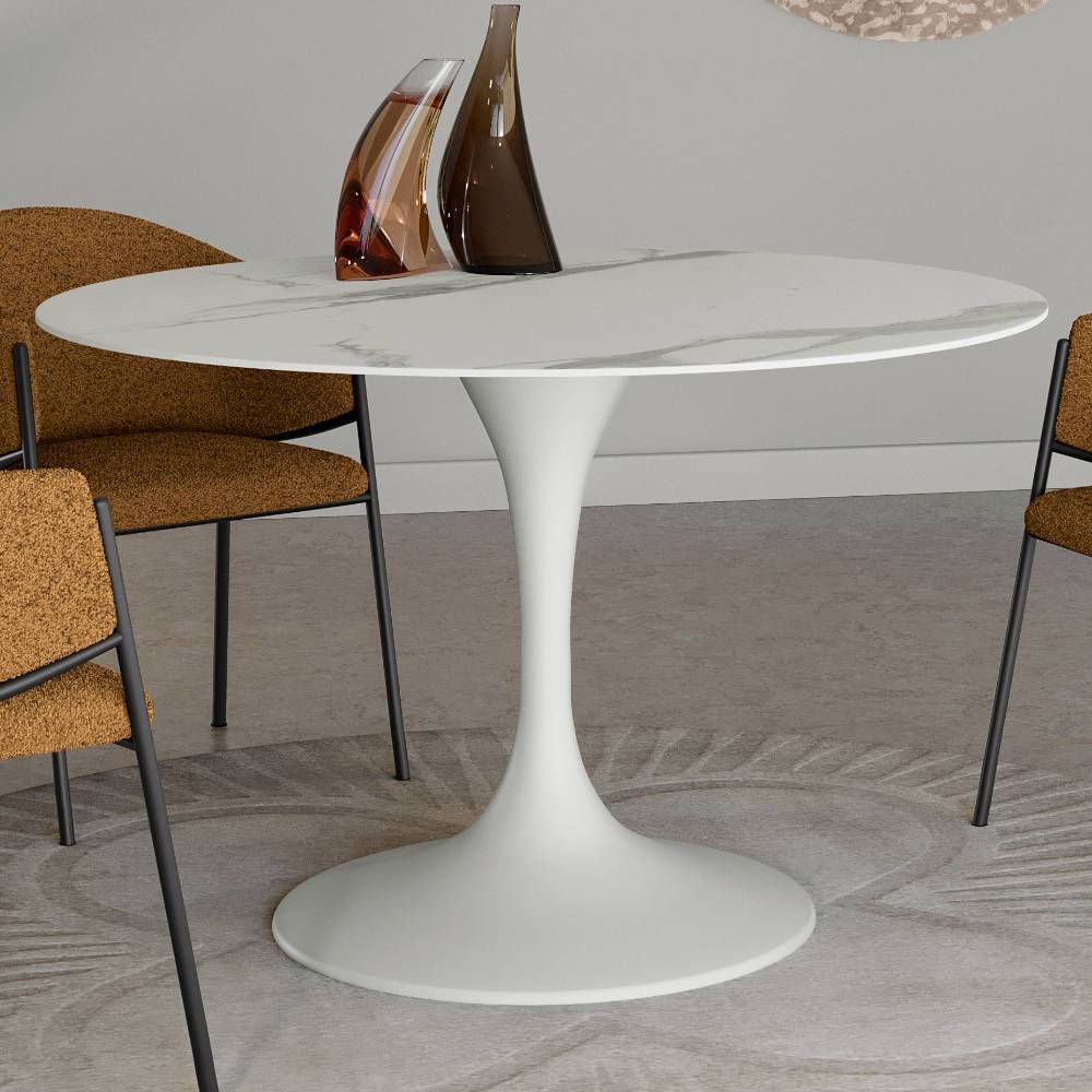 Esszimmer Tisch Kuta mit Trompetenfuß in Marmor Optik