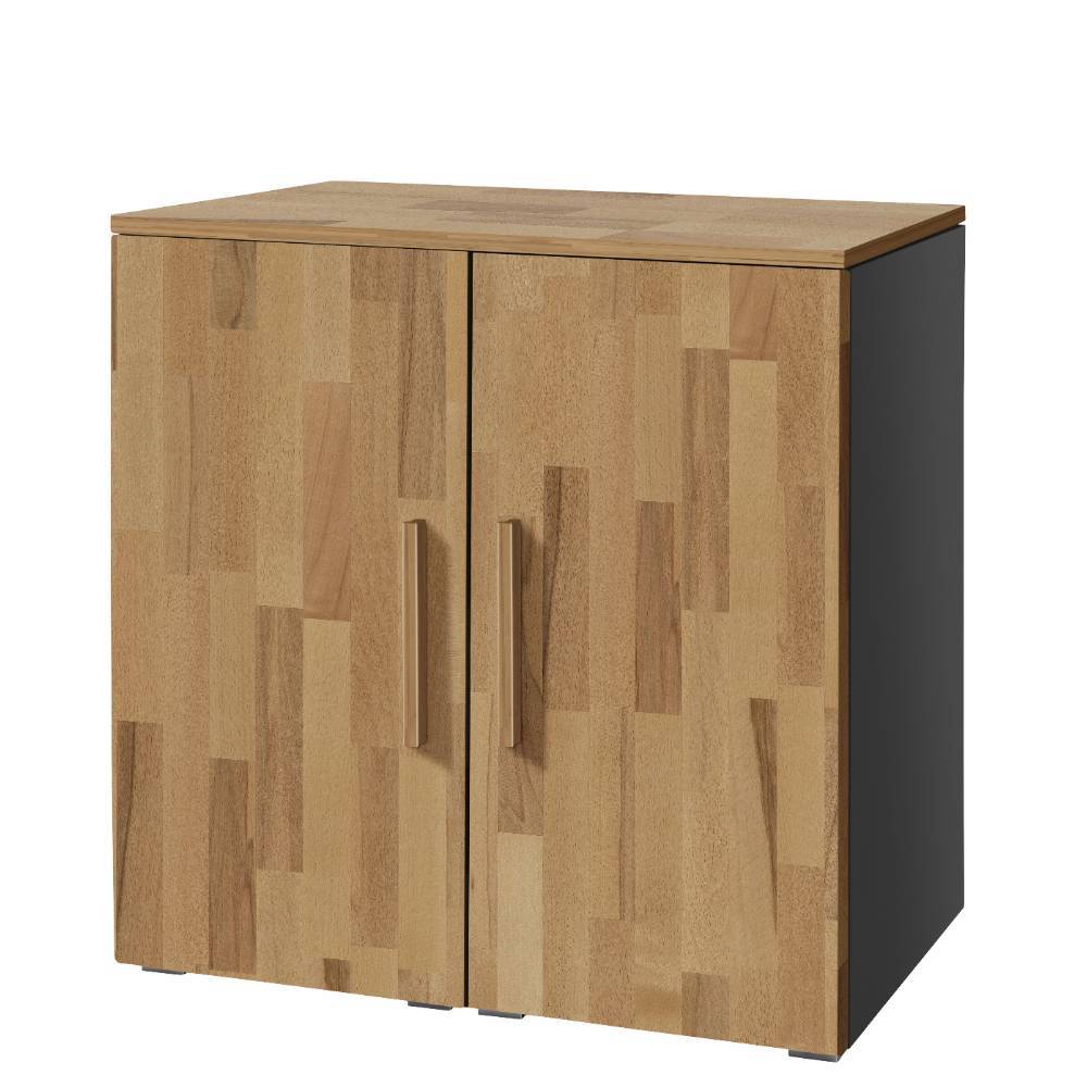 Beistellschrank Vevis in Kernbuchefarben und Anthrazit