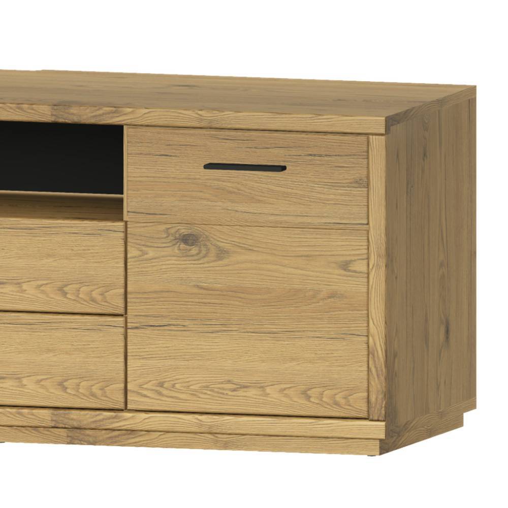 TV Wohnwand Ostoro in Wildeiche Bianco - modernes Design (dreiteilig)