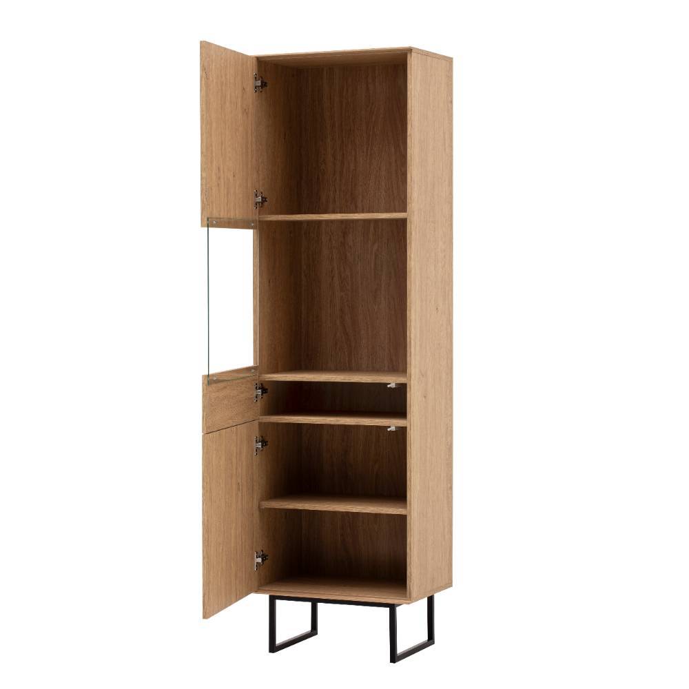 Wohnzimmer Anbauwand Carno in Eiche Stone 208 cm breit (zweiteilig)