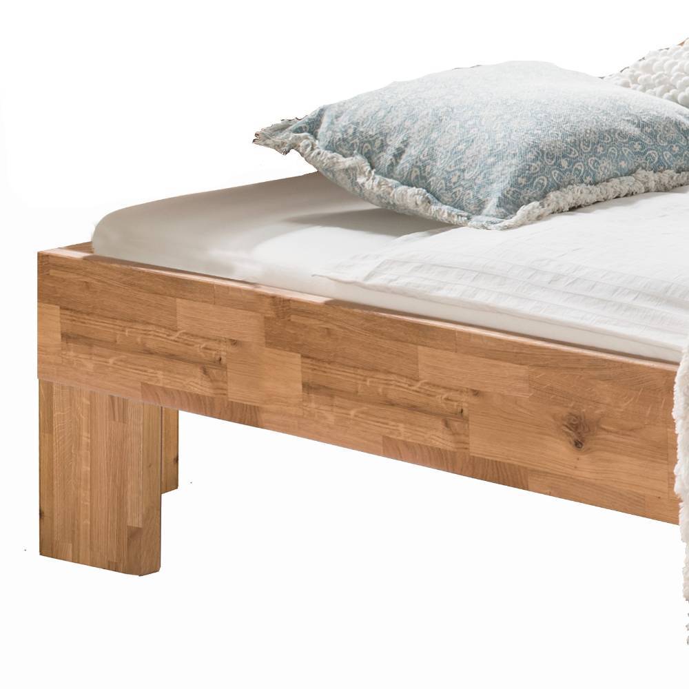 Doppelbett Eiche massiv Coplin 45 cm Einstiegshöhe Liegefläche 180x200 cm