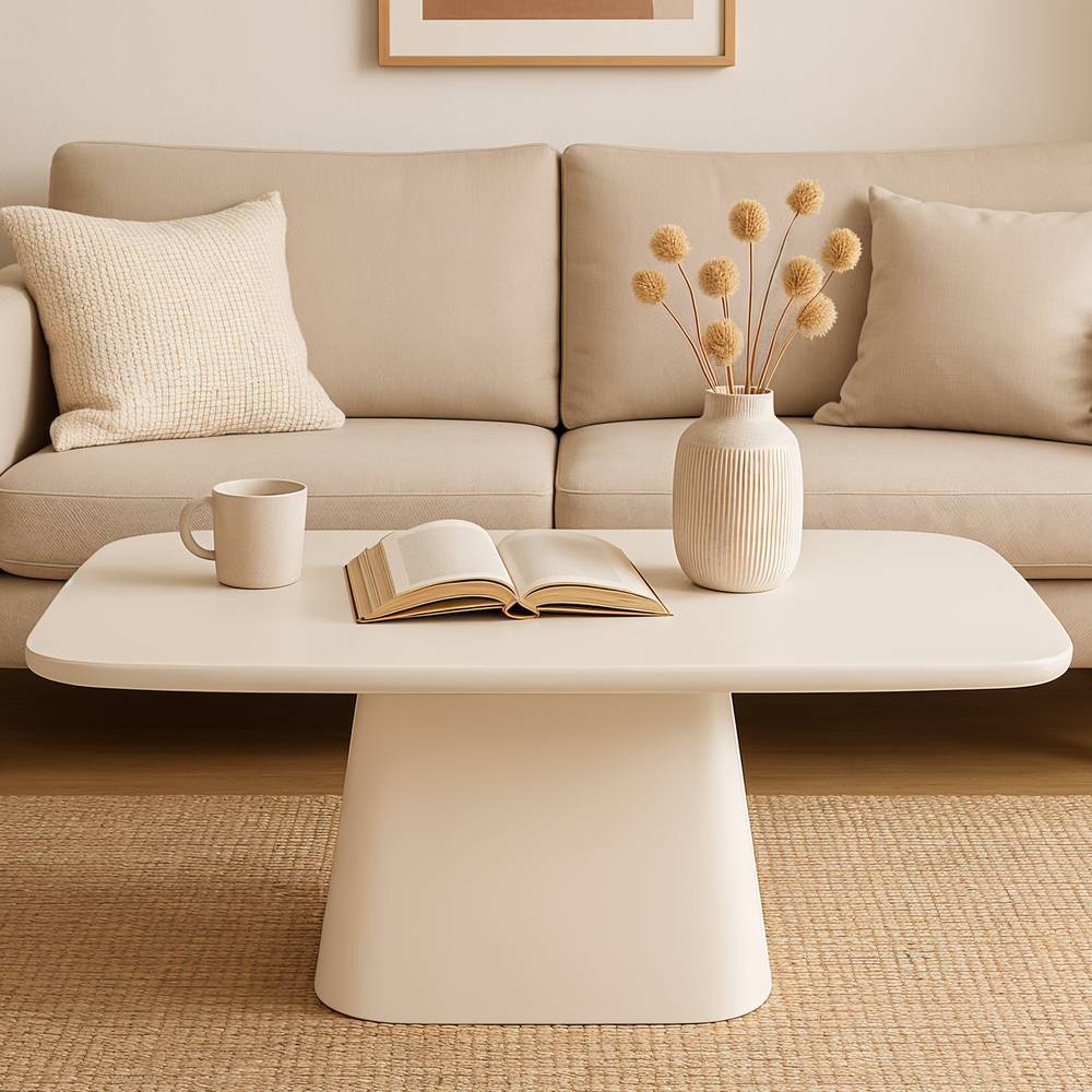 Designercouchtisch Janyna in Bootsform mit Struktur Kalkputz