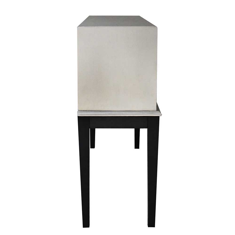 Design Konsole Jastrid in Silberfarben und Schwarz 4 Schubladen
