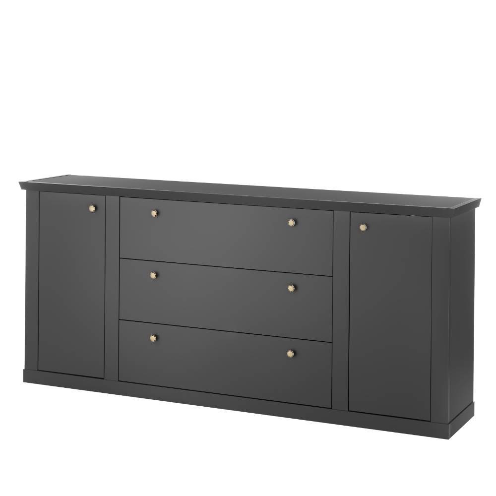 Sidebord Enjta in Schwarz matt mit drei Schubladen
