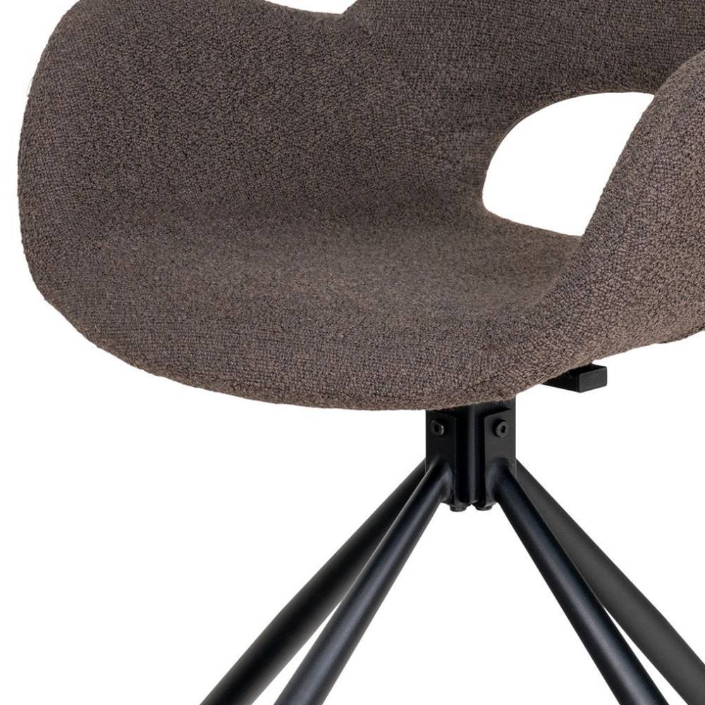 Esszimmerarmlehnstuhl Ruudy in Graubraun mit Gestell aus Metall (2er Set)