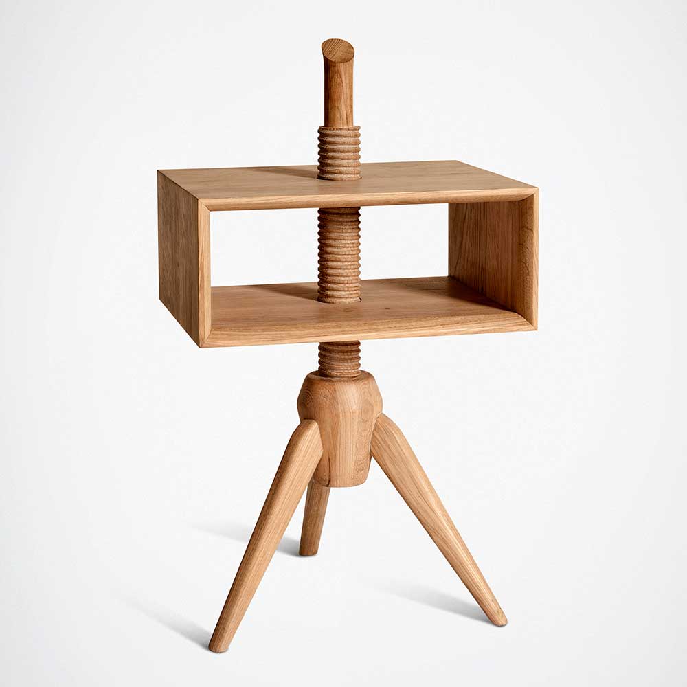 Design Ablagetisch Vrenos aus Eiche teilmassiv höhenverstellbar