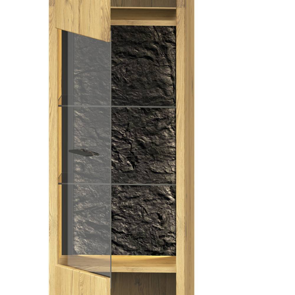 Wohnwand modern Ostoro in Wildeiche Bianco 206 cm hoch (dreiteilig)