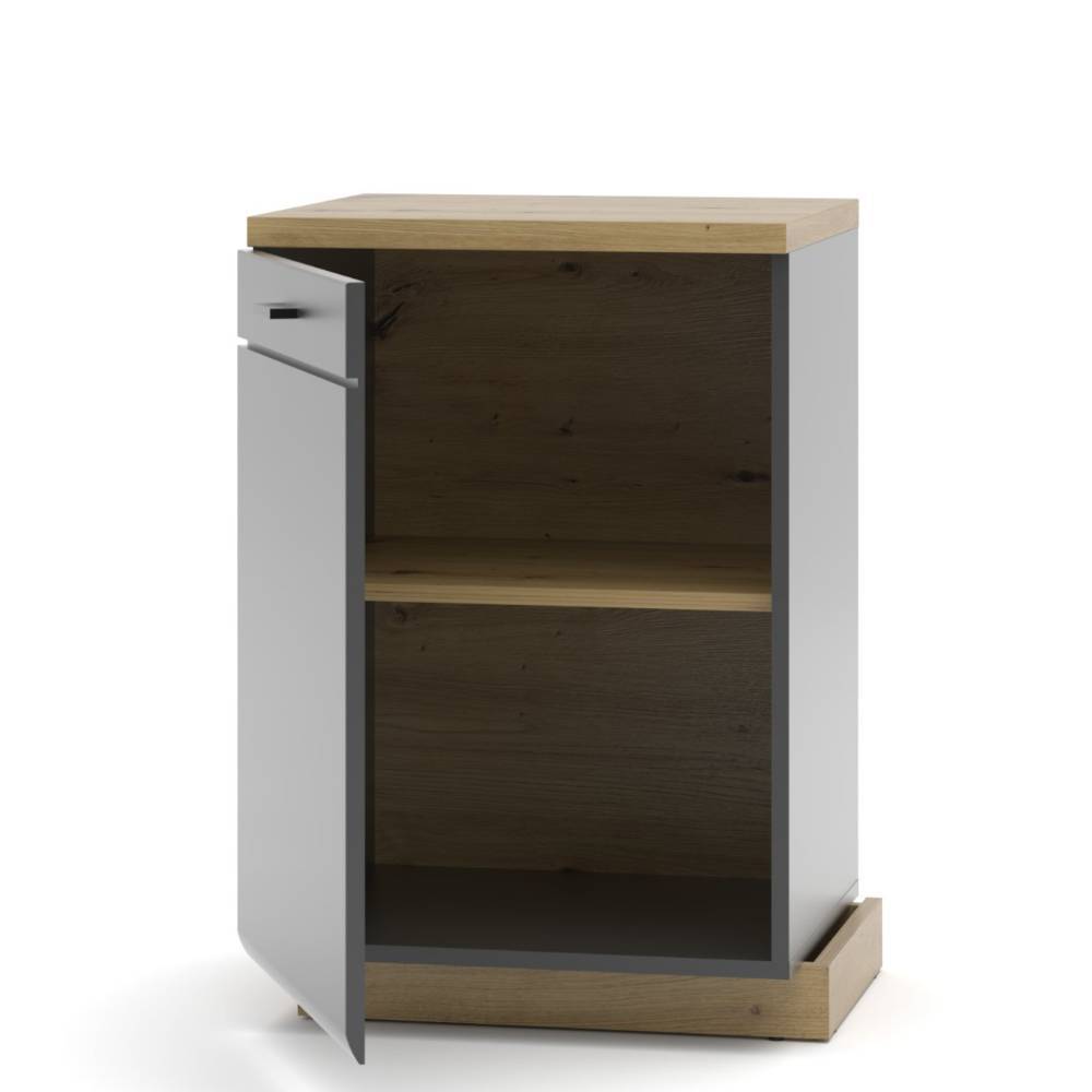 Design Wohnwand Yarisis in Dunkelgrau und Wildeichefarben (achtteilig)