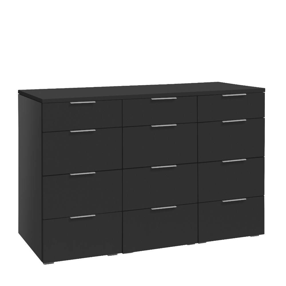 Zwölf Schubladen Kommode Bronxa in Anthrazit 135 cm breit
