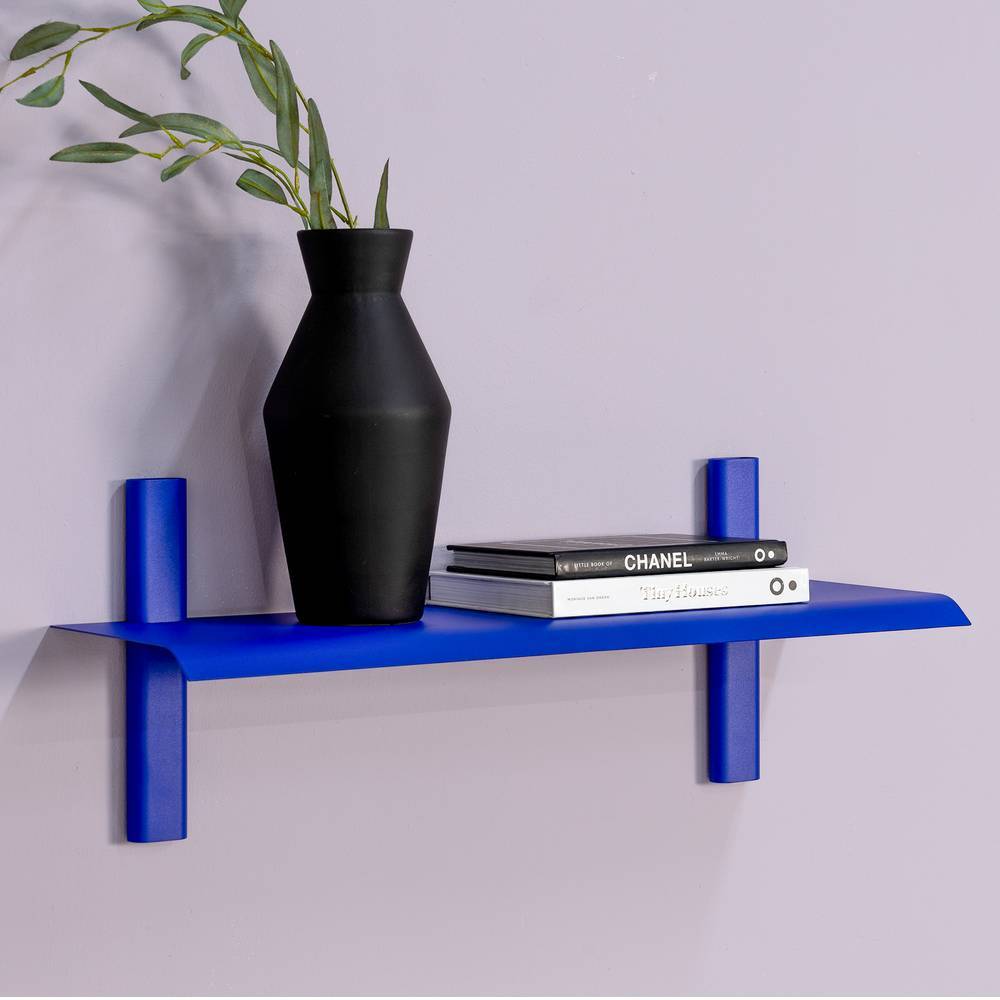 Metall Wohnzimmerregal Rajaco in Blau pulverbeschichtet