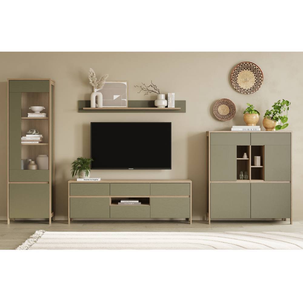 Wohnwand Fine im Skandi Design 195 cm hoch (vierteilig)