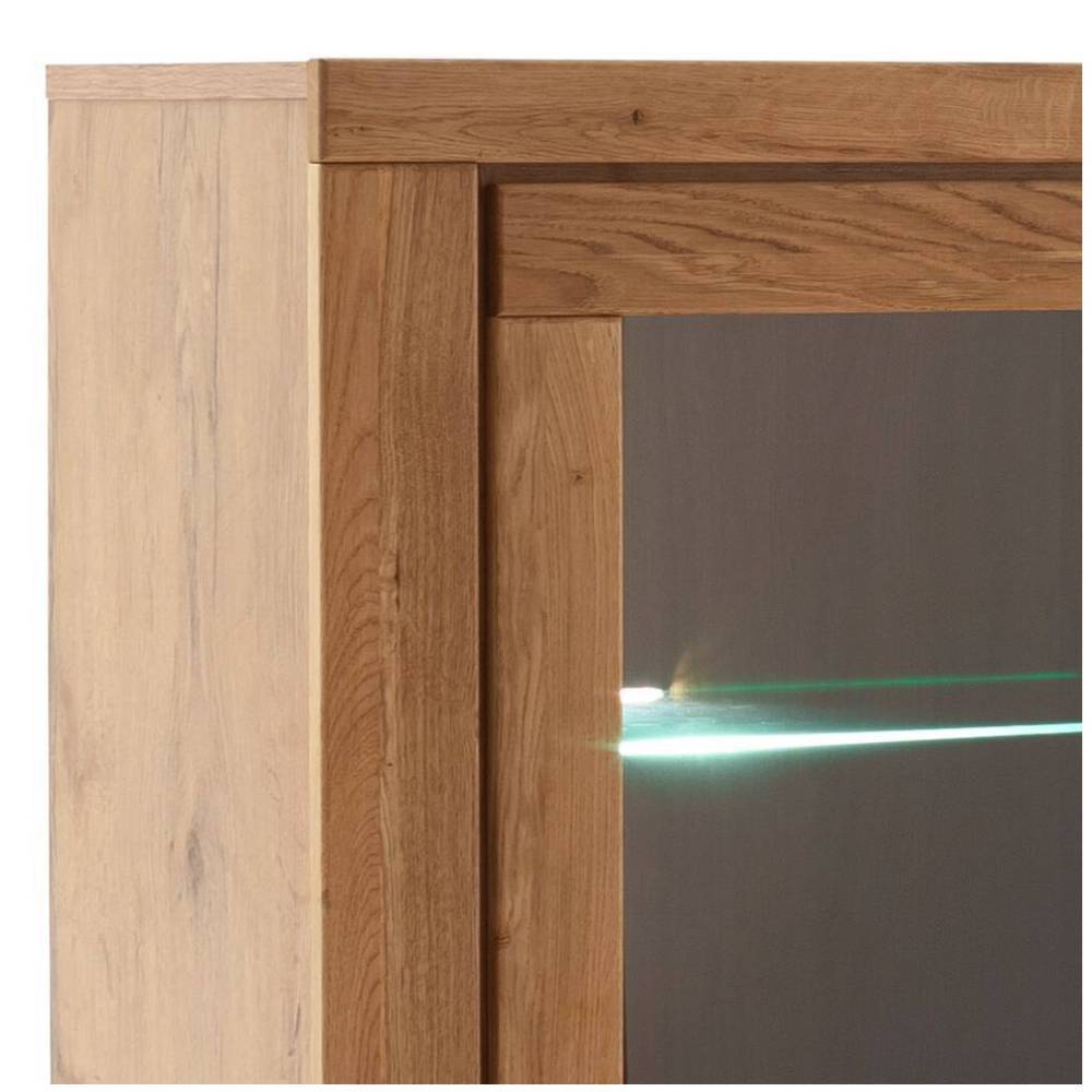 Wohnzimmer Highboard Suzana in Wildeichefarben mit Glastüren