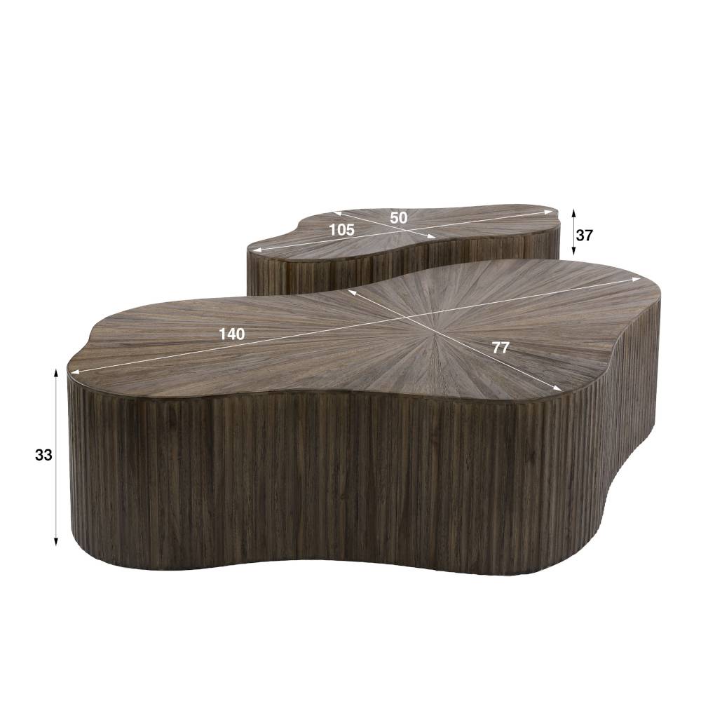 Designercouchtische Figureras in organischer Form - Dunkelbraun (zweiteilig)