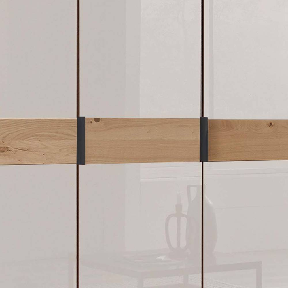 Drehtürenkleiderschrank Durac in Eiche Bianco und Weiß