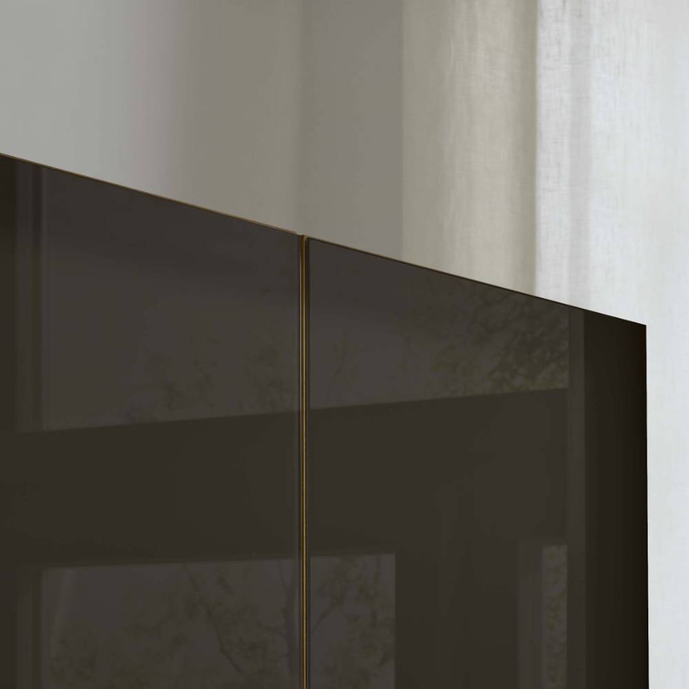 Kleiderschrank mit Glasfront Merkur in Eiche Bianco und Dunkelbraun