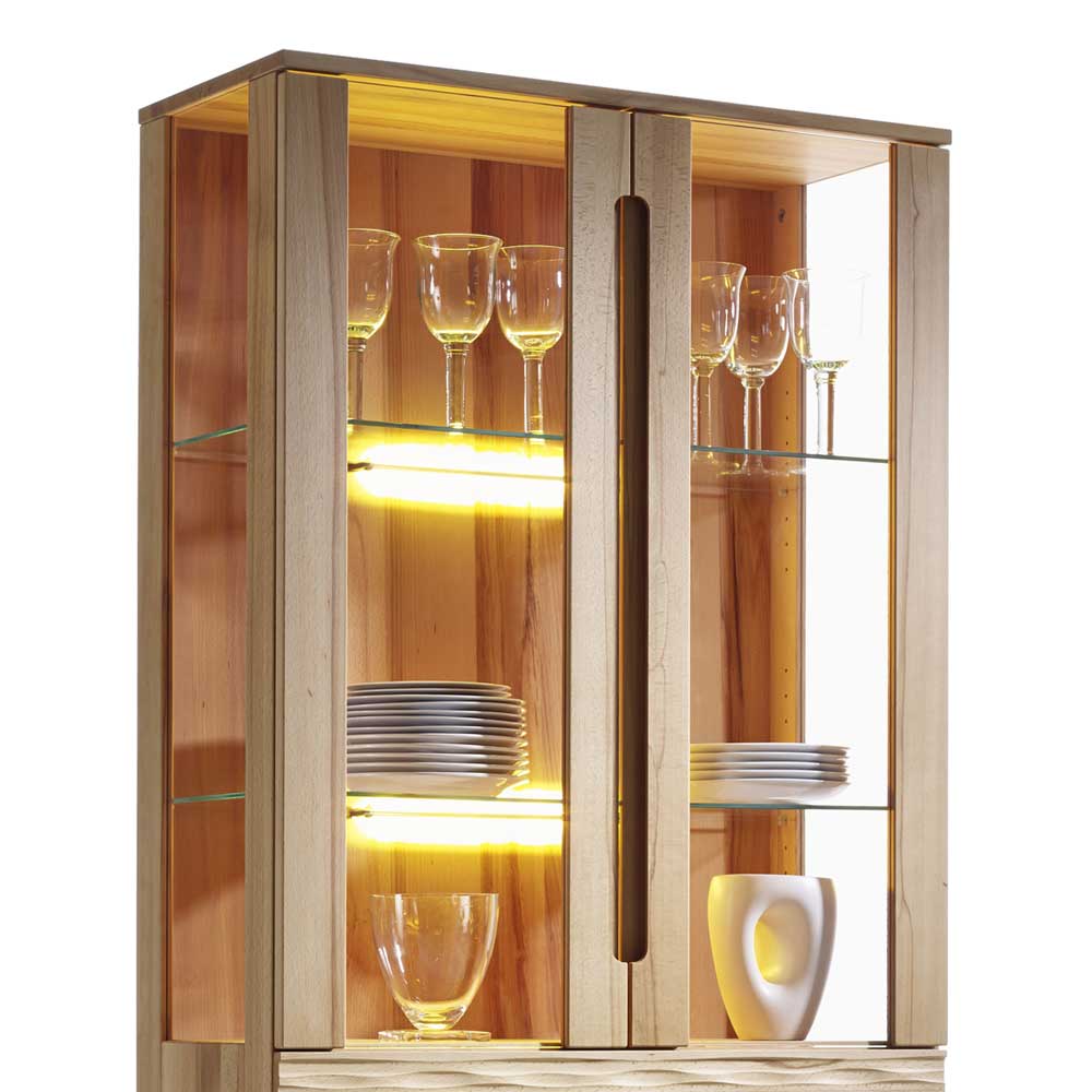 Vitrinenschrank Suvanica aus Kernbuche Massivholz 90 cm
