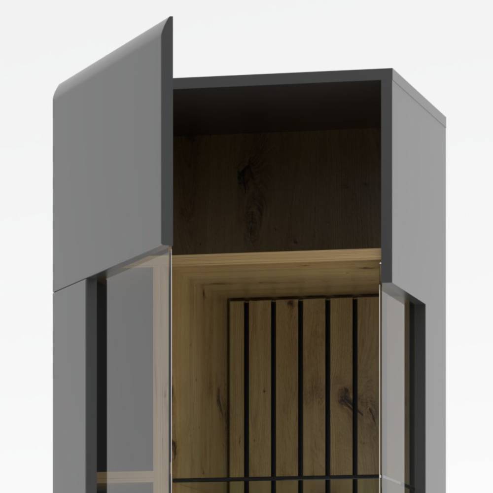 Wandvitrine Yarisis mit Glastür 167 cm hoch