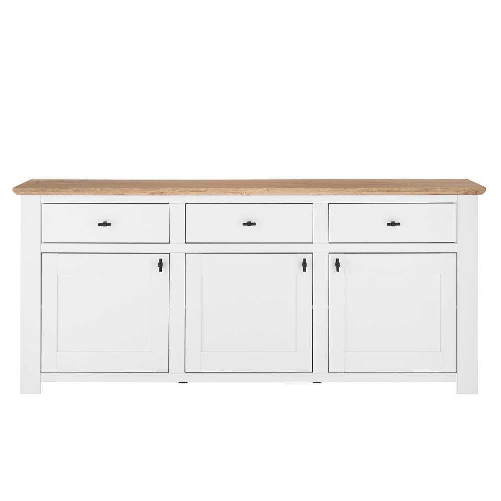 Sideboard Beno im Landhausstil in Holzoptik Pinie weiß