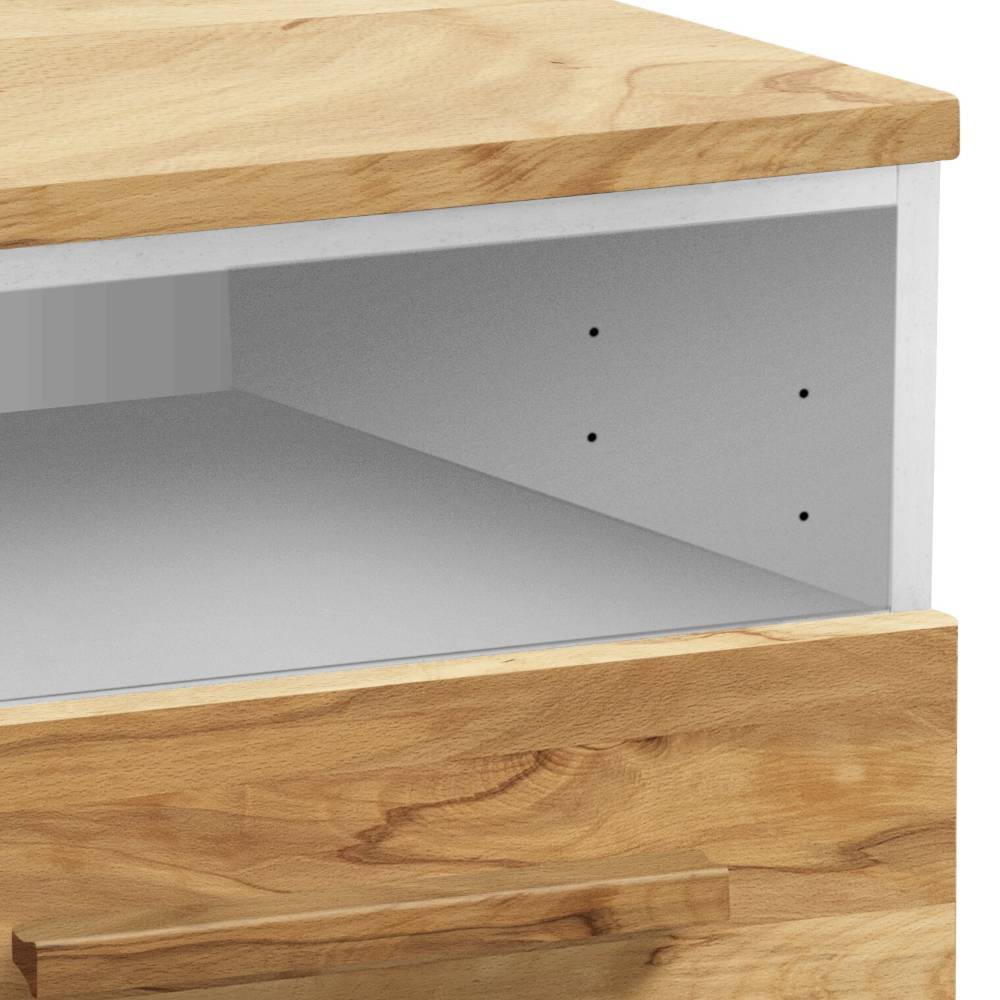 TV Lowboard Solida in Wildbuchefarben und Weiß