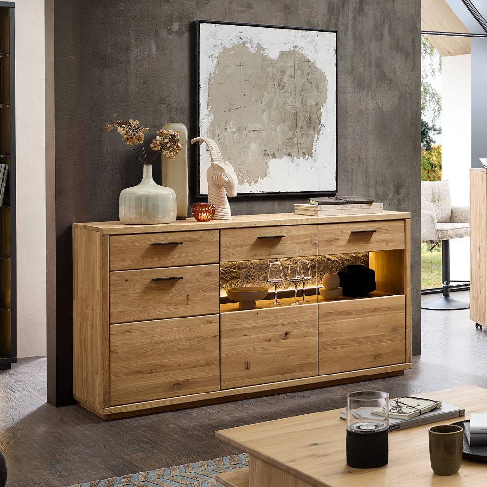 Sideboard Ostoro aus Wildeiche Massivholz 166 cm breit