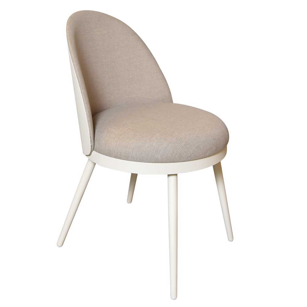 Retro Polsterstuhl Linea in Weiß und Beige mit Webstoff