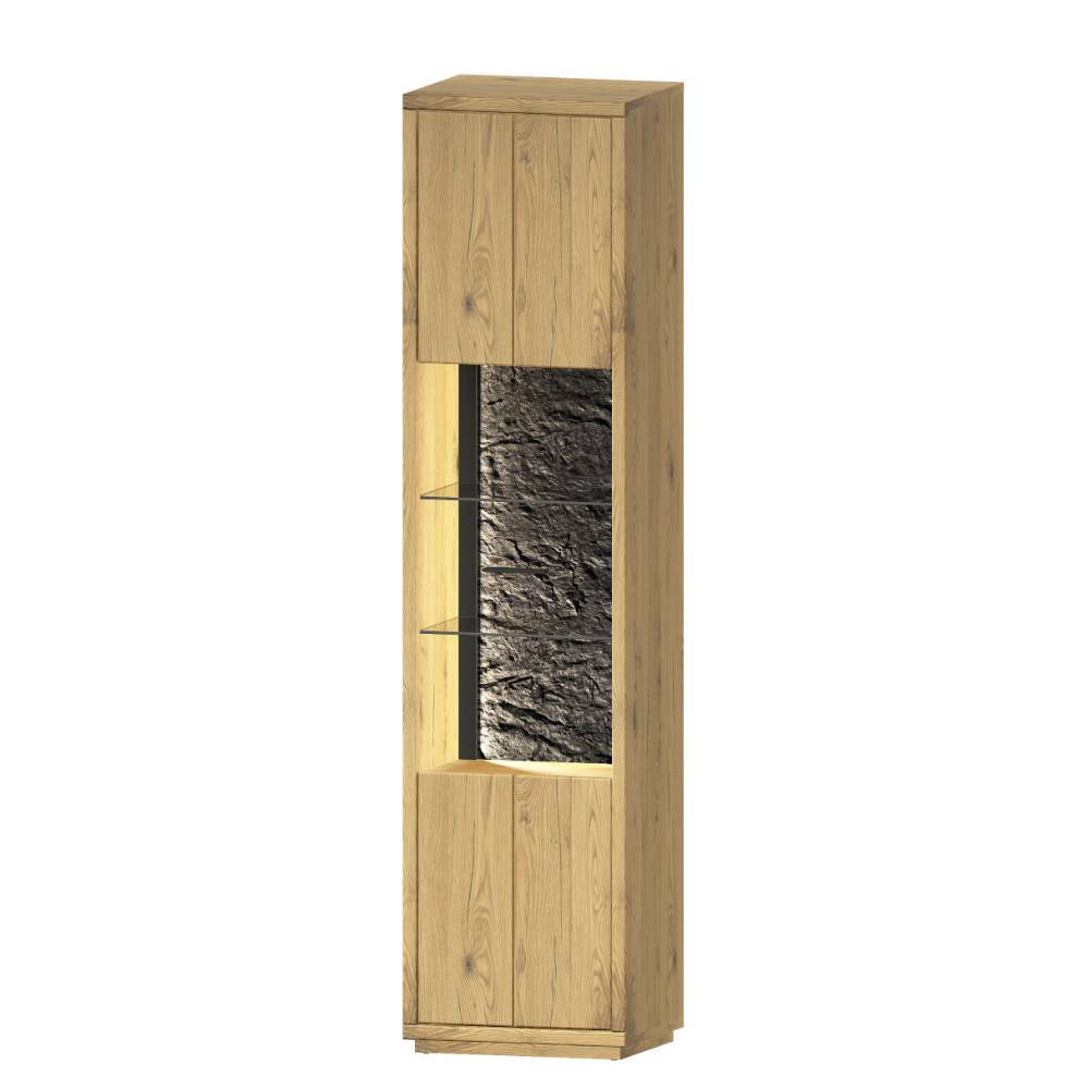 Wohnwand Ostoro 206 cm hoch in Wildeiche Bianco (zweiteilig)