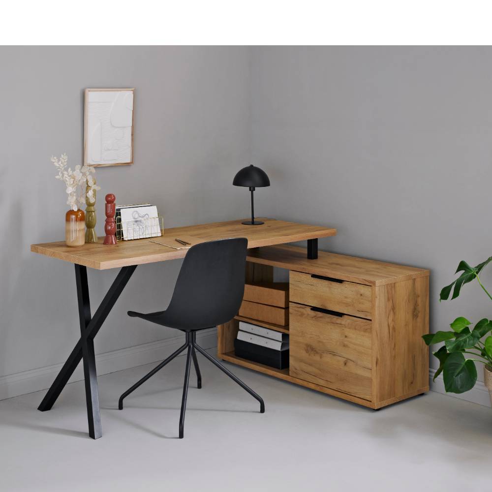 Schreibtisch Pecorino in modernem Design mit Seitenregalen