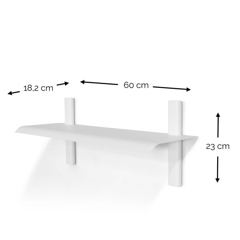 Metall Wandregal Sesnica in Weiß pulverbeschichtet 60 cm breit