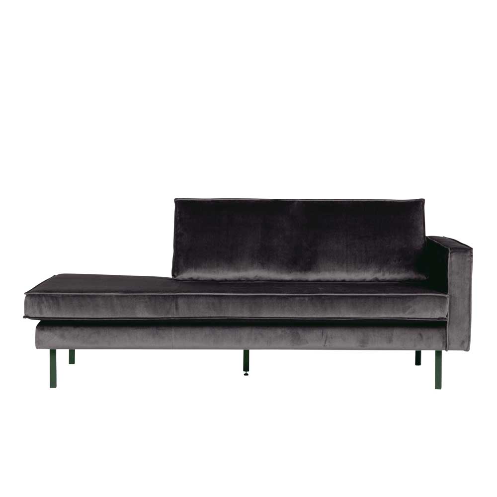 Couch Recamiere Casilla in Anthrazit mit Samtbezug